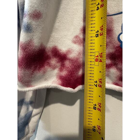 Disney Size Small Tie Dye Red Blue Mickey Mouse Cropped Hoodie Collector - Picture 10 of 11